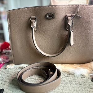 Coach Taupe Leather Tote Bag